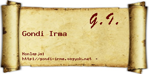 Gondi Irma névjegykártya